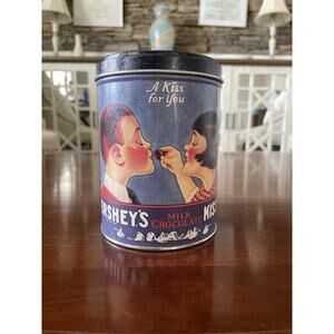 Vintage 1980 Hershey's Kisses Milk Chocolate Tin Can "A Kiss For You"